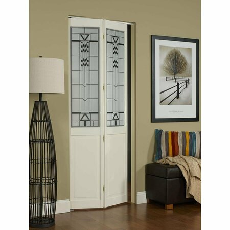 PARCHE 30 x 80 in. Half Glass Sedona Bifold Door, Unfinished Pine PA3574127